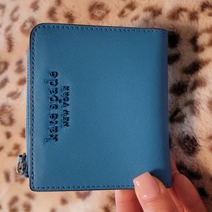 Kate Spade Cameron Monotone Small L-zip Bifold wallet, Blue